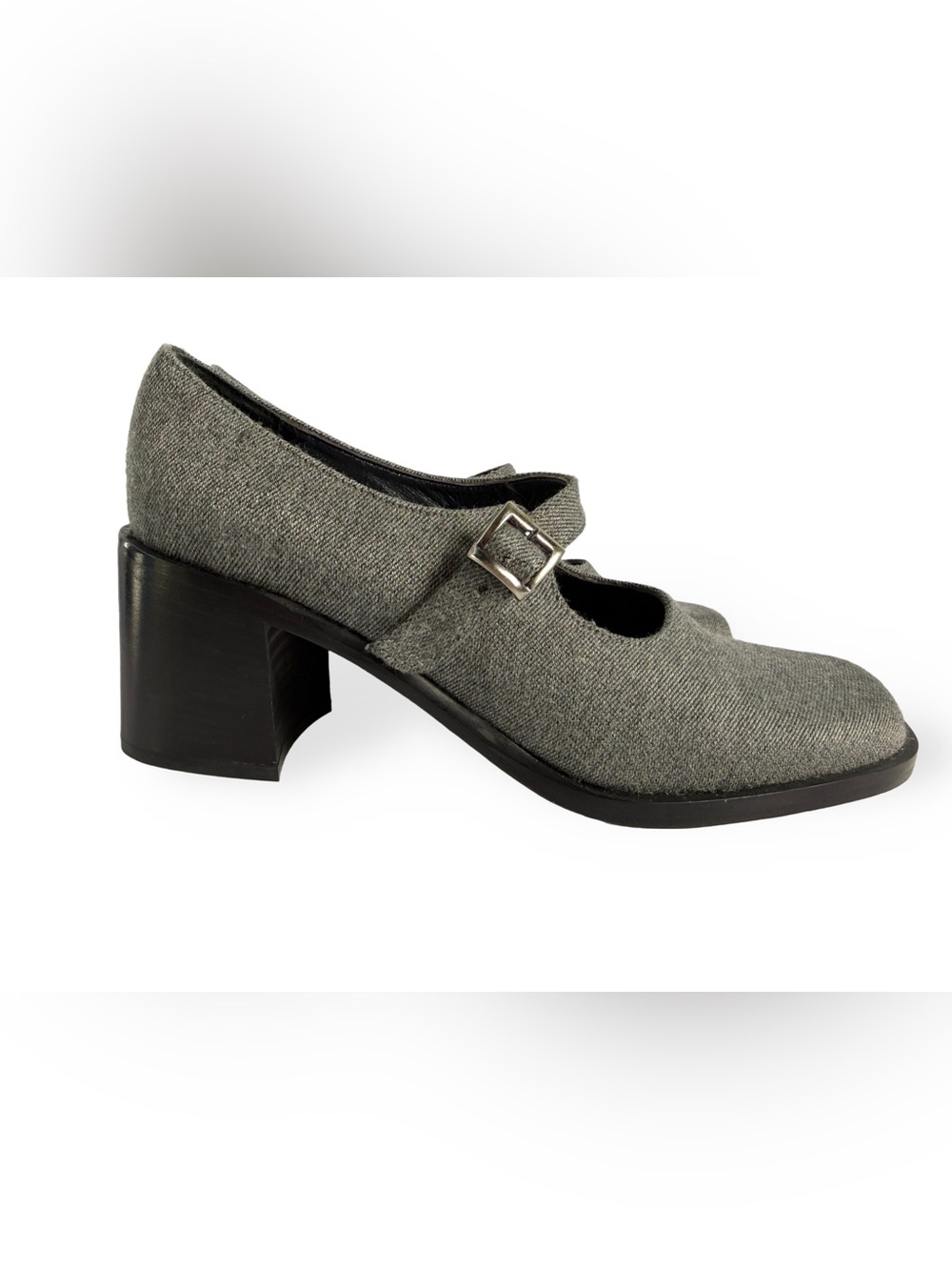 Nickels Gray Mary Jane Block Heel Pumps